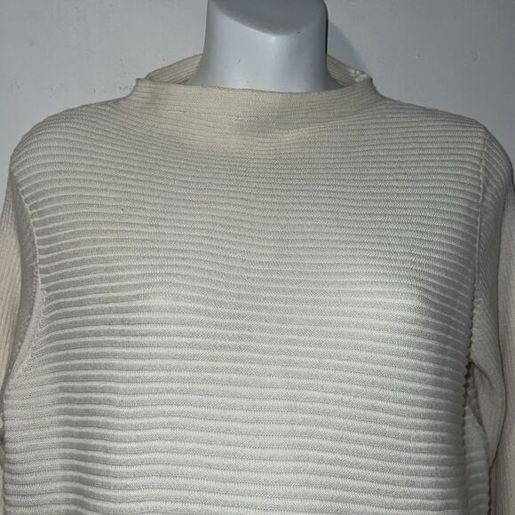 LOGO Lori Goldstein Alabaster Cloudia Ribbed Sweater-M - Picture 2 of 9